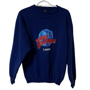 Planet Hollywood London ‘91 Blue Graphic & Embroidered Sweatshirt Size Medium